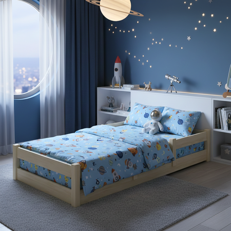 Łóżko podłogowe niskie LILI 90x200 cm - Naturalne Drewno