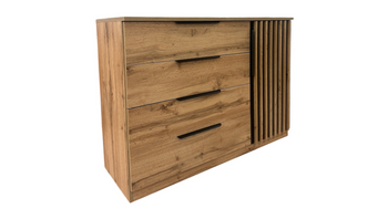 Komoda KRES 125 cm Lamel - kolor Dąb wotan / czarny