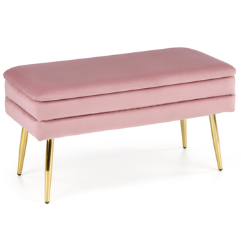 Ławka LILA - Różowy / Złote nogi