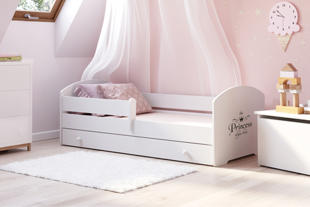 Łóżko pojedyncze LUK 160x80 z barierką i szufladą - Princess