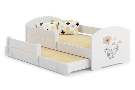 Łóżko dziecięce podwójne wysuwane LUK II 160x80 - Słonik