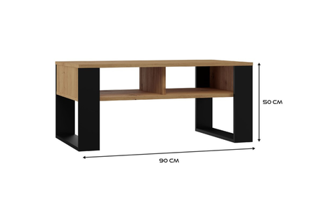Stolik kawowy Ława MODI dwie półki - Dąb Artisan / Czarny