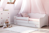 Łóżko dziecięce EMMA WHITE 160x80 z materacem - Białe / Różowe uchwyty