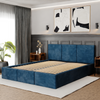 Łóżko podwójne tapicerowane VALENTINO 140x200 pojemnik na pościel - Granatowy