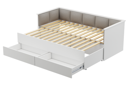 Łóżko podwójne HELIOS 160x200 - Białe, panele szare