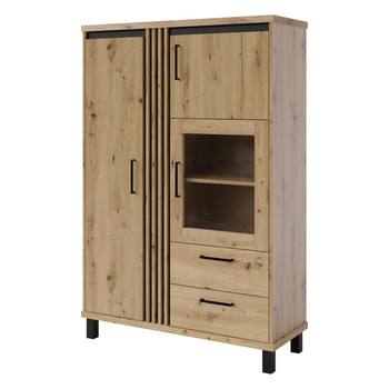 Szafa NADI 162x112 cm Lamel - kolor Dąb artisan / czarny  - półki, szuflady