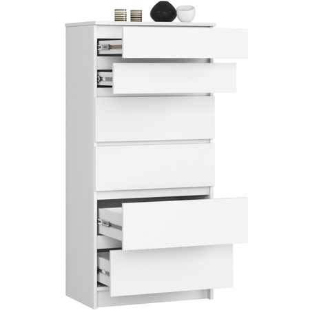 Komoda 6 szuflad 60 cm - Biała