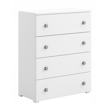 Komoda EMILY GOAL z szufladami uchwyty piłka nożna - Biały