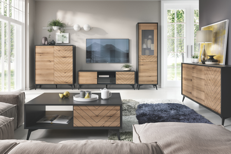 Komoda MODIVA 104 cm - Dąb Evoke / Czarny