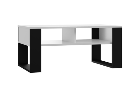 Stolik kawowy Ława MODI dwie półki - Biały / Czarny