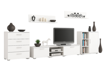 Zestaw mebli do salonu SOFEN II szafka RTV, komoda, szafka, półki - Biały