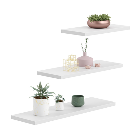 Półki LEWIT zestaw 3 półek ściennych samowiszących - Biały