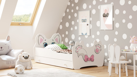 Łóżko dziecięce Pink Cat 140x70 z szufladą