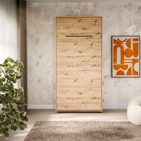 Półkotapczan pionowy rozkładany VERTO 90x200 składany w szafę - Dąb Artisan