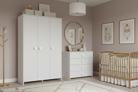 Drewniany uchwyt meblowy LUI 3 sześciokąt - Biały