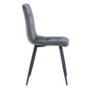 Krzesło NEL tapicerowane welurowe pikowane - kolor Szary, nogi Czarne