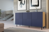 Komoda KAJA trzydrzwiowa, ryflowane fronty - Dąb Artisan / Granatowy