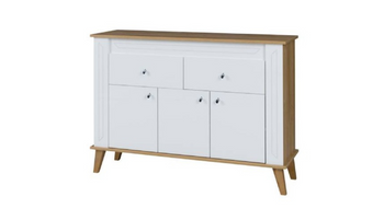 Komoda SANI 124 cm - kolor Dąb grand / biały połysk