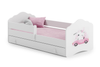 Łóżko dziecięce FALA 160x80 barierka szuflada grafika - Kot 