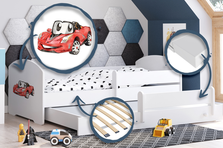 Łóżko dziecięce podwójne wysuwane LUK II 160x80 - Auto