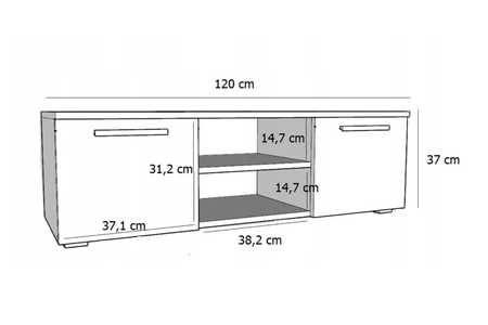 Szafka RTV RONI 120 cm - Dąb Artisan / Czarny