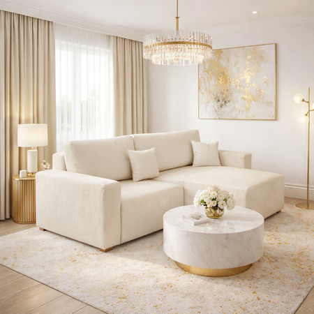 Narożnik ELVAR PRAWO/LEWO STRONNY - Kremowy