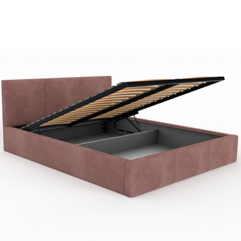 Łóżko podwójne tapicerowane VALENTINO 160x200 pojemnik na pościel - Brudny Róż