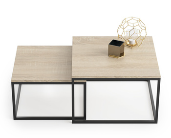 Stolik kawowy 2w1 TWIN loft metalowy - kolor Dąb sonoma/czarny