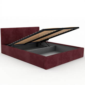 Łóżko podwójne tapicerowane VALENTINO 160x200 pojemnik na pościel - Bordowy