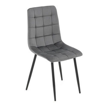 Krzesło MIRA tapicerowane welurowe pikowane - kolor Szary, nogi Czarne
