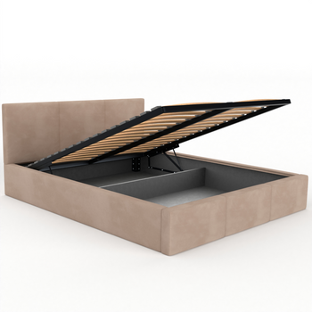 Łóżko podwójne tapicerowane VALENTINO 160x200 pojemnik na pościel - Beżowy