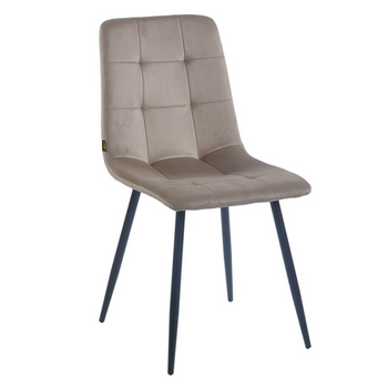 Krzesło NEL tapicerowane welurowe pikowane - kolor Cappuccino, nogi Czarne