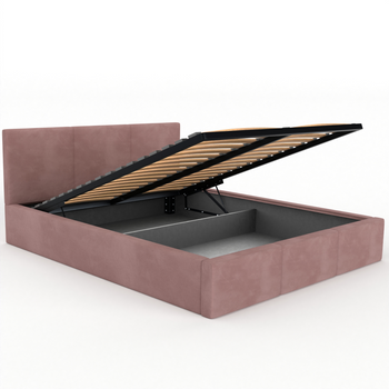 Łóżko podwójne tapicerowane VALENTINO 160x200 pojemnik na pościel - Różowy