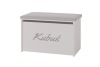 Skrzynia na zabawki DARIA - Biała z nadrukiem, panel szary