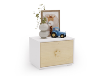 Szafka nocna PUFFI z szufladą - Biały / Klon