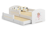 Łóżko dziecięce podwójne wysuwane LUK II 160x80 - Dziewczynka ze skrzydełkami