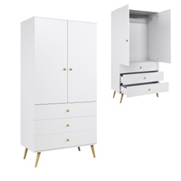 Szafa MELI + 3 szuflady i drążek - kolor Biały