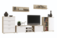 Zestaw mebli do salonu SOFEN II szafka RTV, komoda, szafka, półki - Dąb Sonoma / Biały