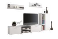 Zestaw mebli do salonu SOFEN komoda, szafka RTV, półki - Biały
