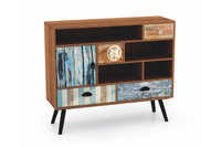 Komoda NEXT z półkami i szufladami skandynawska, boho, loft, nogi metalowe - Dąb Wotan / Wielobarwny