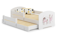 Łóżko dziecięce podwójne wysuwane LUK II 160x80 - Dziewczynka z jednorożcem