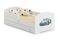 Łóżko dziecięce LUK 140x70 barierka szuflada grafika - Policja
