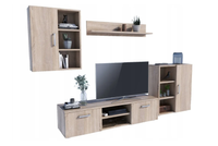 Zestaw mebli do salonu ICARO szafka RTV, szafka stojąca, szafka wisząca, półka - Dąb sonoma