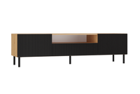 Szafka RTV KAJA 160 cm, nogi metalowe - Dąb Artisan / Czarny