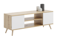 Szafka RTV FOCUS 155 cm skandynawska nogi drewniane - Dąb Artisan / Biały