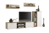 Zestaw mebli do salonu SOFEN komoda, szafka RTV, półki - Dąb Sonoma / Biały
