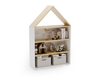 Regał Domek PUFFI z półkami na książki i zabawki - Biały / Klon