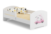 Łóżko dziecięce LUK 160x80 barierka grafika - Kot
