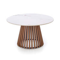 Stolik kawowy ARINA niski okrągły - Orzech / Beżowy