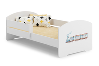 Łóżko dziecięce LUK 140x70 barierka grafika - Pociąg